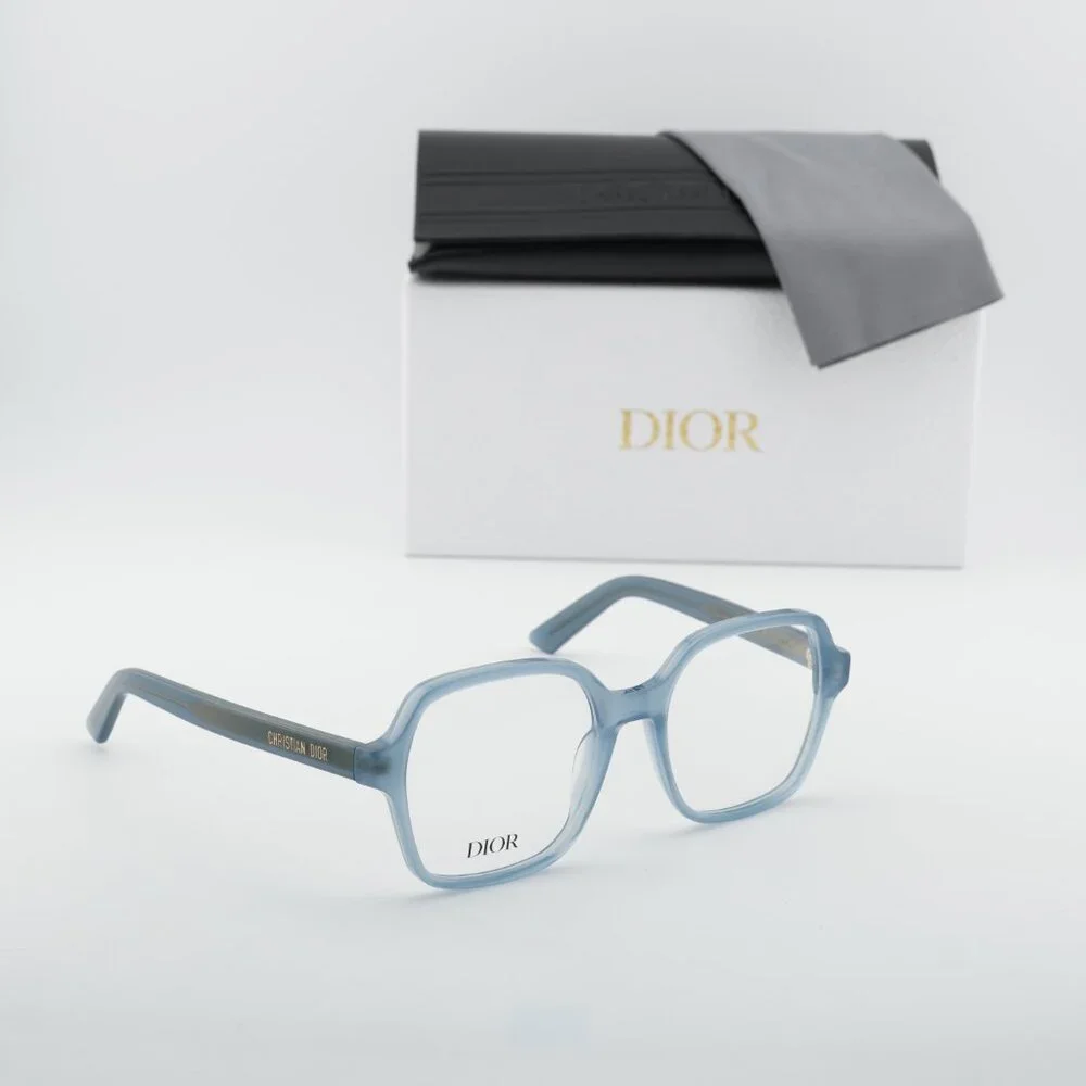 Dior DIORMIDNIGHT O S1I 8000 Square Eyeglasses - Shiny Light Blue 53mm